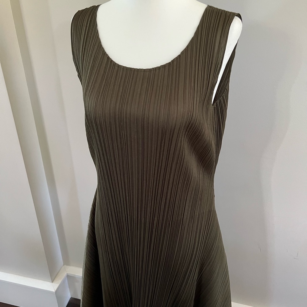 Issey Miyake Pleats Please Olive Midi Dress size JP 4 - Picture 4 of 6
